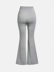 SHEIN Girlism Tween Girls Three Pieces Set Of Fitted Flared Pants - Grey - View 12