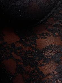 MUSERA Lace Bodysuit Bra Underwire Thick Strap Hotfix Diamante Sexy Club Vacation Spring Summer Rave Holiday Festival Concert Fall Autumn  Date Night Black Chic Valentines Holiday Spring Vacation Elegant - Black - View 6