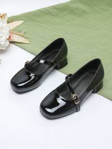 Metallic Decor Children's Fashion Shiny High Heel Casual Shoes