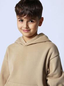 SUMWON Classic Pullover Hoodie Sweatshirt With Kangaroo Pocket Athletic Casual Wear Comfortable Autumn Winter Essential Streetwear - Khaki - View 5