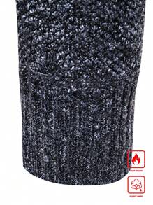 Manfinity Homme Men's Solid Color Turtleneck Long Sleeve Casual Sweater With Thermal Lined, Autumn/Winter - Dark Grey - View 3