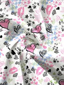 PopScrub Top de estampado de labios, flechas de amor y estrellas con cuello en V y manga corta, estilo de enfermera/médico, uniforme de examen/cirugía; Top de unicolor para peluquería de mascotas; Top de uniforme de nutricionista con múltiples bolsillos, blusa funcional de trabajo, prenda de mujer de moda, conjunto funcional de mujer para vacaciones, Día de San Valentín