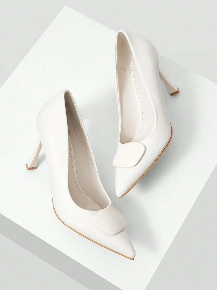 Zapatos cómodos para mujer con tacón alto de punta fina, hebilla cuadrada versátil y elegante, ideales para el Día de San Valentín