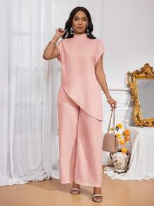 SHEIN Lady 四季两件套女装套装秋季两件套休闲优雅女装白色编织立领优雅分层女士秋季套装新款女士两件套女士休闲两件套 - 藕粉色 - 查看 7