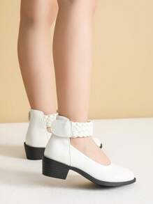 Girl's White High Heel Shoes, Children Shoes - White - View 6