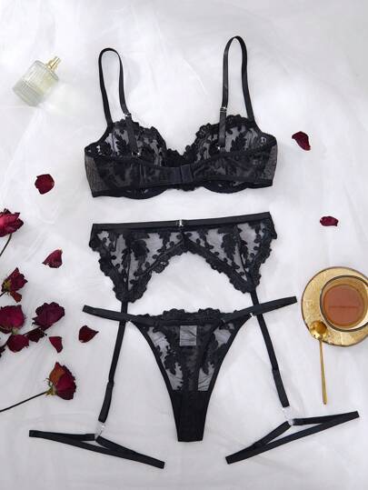 Esselle Geborduurde Mesh Verleidelijke Lingerie Set Going Out view 2