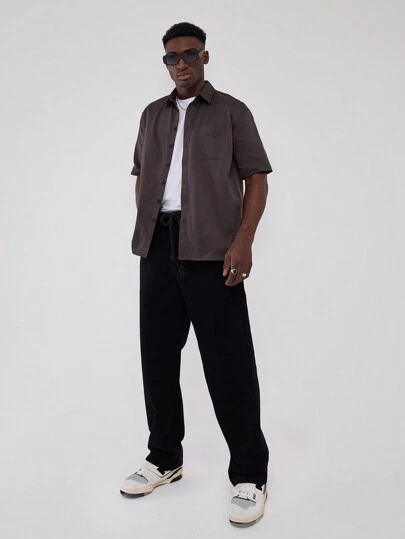 Musero Short Sleeve Button Through Oversized Patch Pocket Standard Collar Shirt Spring Summer