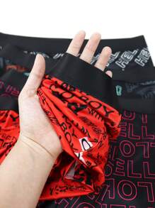 4pcs/Set Letter & Number Printed Men's Boxer Briefs