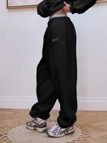 Musera Sport Women Oversized Cuffed Jersey 'Musera' Logo Joggers Tracksuit Bottoms