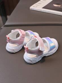 1 双时尚粉色女童舒适凉鞋，带缓冲鞋底和透气材料 - 粉色 - 查看 6