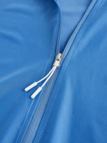 Manfinity Sport Corelite 男士前拉链印花休闲连帽夹克，简约设计运动夹克