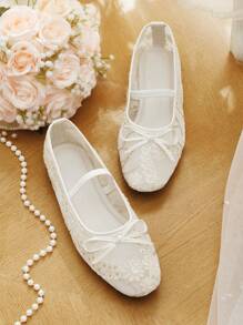 CUCCOO HITCHD 女士蝴蝶结装饰休闲平底乐福鞋，适合日常穿着 - 白色 - 查看 1