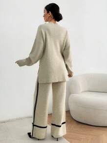 EURMUSE Women Beige Two Piece Outfit Winter