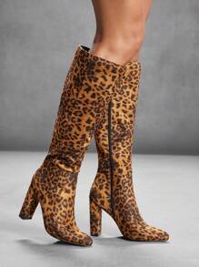 CUCCOO SZL 女士时尚尖头粗跟靴情人节款 - 棕色 - 查看 8