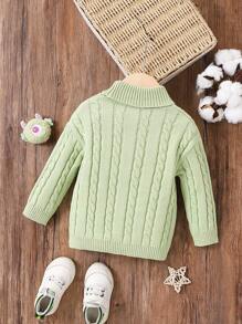 Fashionable Baby Girls' Green Cable Knit Warm Sweater - Mint Green - View 2