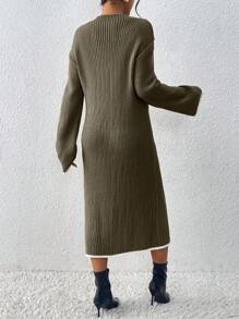 Calvaya Vestido de punto informal con ribete de contraste