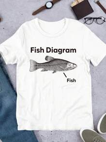 Manfinity Dauomo Men's Standard Size T-Shirt With Funny "Fish Meme" Graphic Print