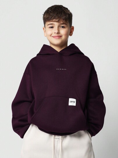 SUMWON Sudadera premium oversize para jóvenes, minimalista de invierno y otoño, con bolsillo tipo canguro, estilo callejero clásico para uso casual y vacaciones