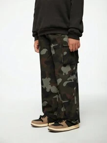 SHEIN 1pc Tween/Teen Boys Street Hip Hop Cargo Pants, Casual Loose Fit Camo Print Trousers With Large Pockets, Suitable For Streetwear, Dance, Music Festivals, School, All Seasons