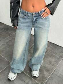 CasuGlow LOW RISE WIDELEG VINTAGE WASK Y2K JEAN - Dark Wash - View 5