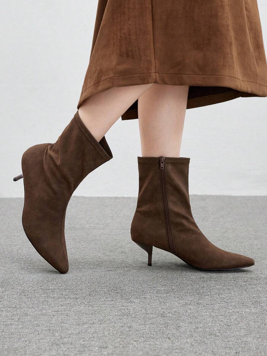 CUCCOO BIZCHIC Women's Fashion Pointed Toe High Boots, Stylish For Party & Winter Season New Year Holiday - Brown - View 1