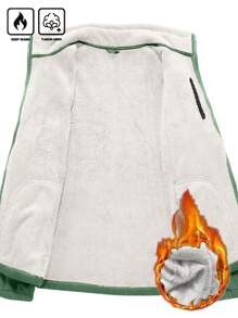 Manfinity Homme Loose Fit Men's Patched Detail Teddy Lined Fleece Jacket - Mint Green - View 3