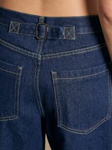 AiiRZ 翻起宽松牛仔裤 - 藍色 - 查看 6