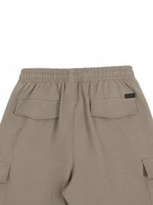 Manfinity Homme Men Flap Pocket Drawstring Waist Cargo Shorts, Men Shorts Khaki, Men Cargo Shorts, Men Capri Short Drawstring, Men Casual Shorts, Streetwear Men Shorts - Brown - View 6