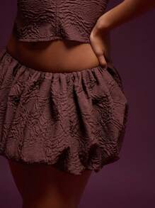 MUSERA Floral Embossed Puff Ball Mini Skirt Birthday Y2k Summer Chic Elegant Party