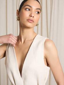 AiiRZ 无袖马甲背心定制腰带现代专业办公室夹克秋冬春季商务工作服商务休闲简约