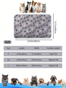 1pc Paw Print Square Design Pet Blanket, Thin & Comfortable, Suitable For Small/Medium/Large Pets All Year Round - Grey - View 2
