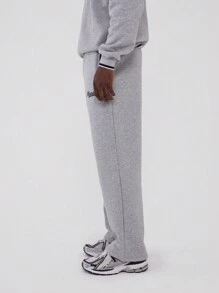 Musero Straight Leg Retro Style Branded Patch Detailing Jersey Joggers Contrast Striped Pocket Tracksuit Sweatpants Bottom Only SPRING SUMMER - Light Grey - View 3