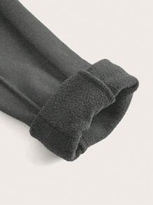 SHEIN Quần legging cạp cao lót nhiệt màu trơn cho bà bầu, thích hợp cho mùa đông - Xám - Xem 4