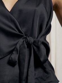 AiiRZ Cowl Wrap Cami Top With Diamante Straps - Black - View 5