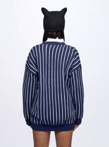 SUMWON WOMEN Cardigan en tricot style universitaire avec boutons, pull académique preppy pour l'hiver et l'automne, veste avec logo scolaire