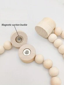 SHEIN 1pc Boho Curtain Tieback – Wooden Bead Magnetic Curtain Buckle With Three-Color Tassel, Punch-Free Curtain Strap & Holdback For Office, Bedroom, Living Room, Home Decor, Farmhouse, Aesthetic, Handmade, Vintage, Rustic, Coastal, Minimalist - Multicolor - View 4