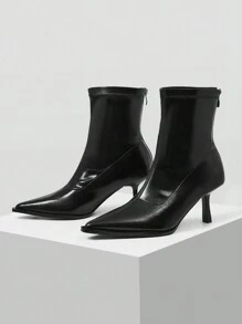 CUCCOO BIZCHIC Women's Fashionable Pointed Toe Stiletto Heel Ankle Boots, Suitable For Autumn/Winter New Year Holiday Valentine's Day Spring Shoes - Black - View 2