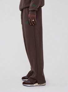 Musero Men Straight Leg Graphic Print Sweatpants Joggers Tracksuit Bottoms Only SPRING SUMMER - Chocolate Brown - View 3