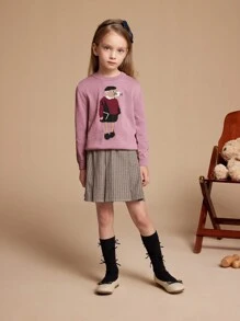 PrepCrw Girls Casual Animal Print Sweater, Autumn/Winter - Pink - View 5