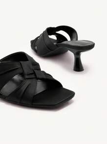 CUCCOO CHICEST Women Solid Color Square Toe Casual Versatile Summer Fashion High Heel Sandals For Christmas - Black - View 10