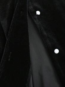 Sweetra 女秋冬复古宫廷风真丝衬衫法式精致腰饰撞色蕾丝设计长袖黑色 - 黑色 - 查看 3