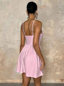 Glamine Vestido rosa pastel con lazo y falda tutú estilo ballet de talle alto con tirantes - Lindo vestido