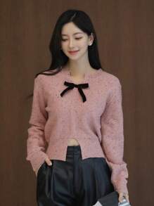 DAZY Valentijnsdag Dames Color Block Strik Trui