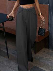 DAZY Women's Casual Loose Lace Patchwork Pants - Grey - View 7