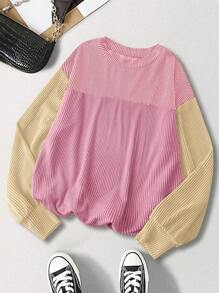 SHEIN LUNE Sudadera informal oversize con cuello redondo y textura