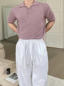 DAZY Męski jednolity liliowy sweter dojazdowy w modnym stylu