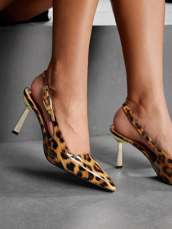 CUCCOO SZL Women's Fashionable Black Metal Buckle Pointed Toe Stiletto High Heel Mules, Suitable For Commute, Dates, Parties And Vacations Spring Shoes Spring Break Easter Prom Heels
