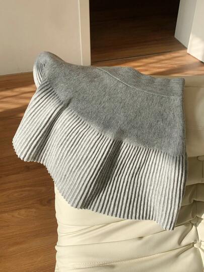 Comfortcana 女士纯色松紧腰褶皱短毛衣裙，秋冬