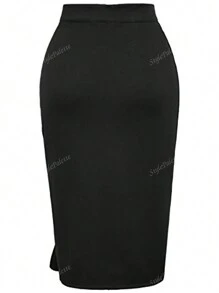 CAPRI CHIC Spring/Fall/Party/Holiday Skirt Stretch Flanged Slit Mid-Length And Wide Skirt