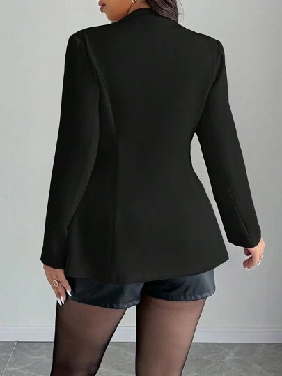 Elenzga Plus Size Plain Minimalist Fashion Casual Blazer, Suitable For Everyday Wear Graduation, Back To School, Teacher For Women Fall For Women Autumn